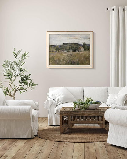 InSimSea Framed Canvas Wall Art Prints, Framed Canvas Art Wall Decor, Abstract Serene Countryside Scene Wall Prints, Mid Century Modern Decor for Living Room Bedroom Office 16x20In