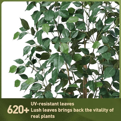 Artificial Olive Tree 6ft, Tall Fake Tree for Indoor & Outdoor Decor with Black Pot & Pebbles, UV Resistant Silk Leaves, Realistic Faux Potted Plant for Living Room,Office,Home Decor,VN137