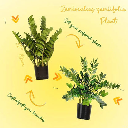 Artificial Plants Indoor ZZ Plant Fake Plant 34" Potted Plastic Plants for Home Office Desk Farmhouse Room Bathroom Decor
