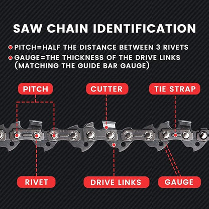 E & S 3 Pack 16 Inch Chainsaw Chain 3/8" LP Pitch .043" Gauge 56 Drive Links Semi-Chisel Chain Saw Chains for Husqvarna, Poulan, Craftsman, Greenworks and More Chainsaw Brands