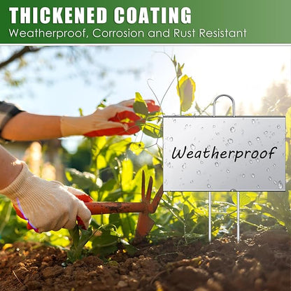 Landhoow 20 Pcs Large Garden Plant Markers Metal Plant Labels Sign 4'' x 6'' with 11'' Stake Weatherproof Waterproof Garden Sign for Outdoor Seedlings Herbs Vegetable Greenhouse, Silver
