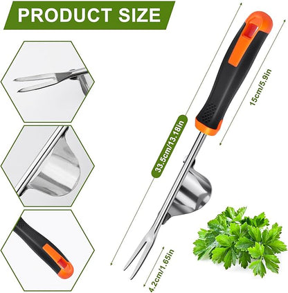 Hand Weeder Tool, Rubber Handle Manual Weeder Puller Tool, Uprooting Weeding Tools, Crack Weeder Crevice, 4 Teeth Weeding Tool, Planting and Weeding for Garden, Patio, Backyard Farm