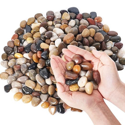 GreatBuddy 2.5-lb River Rocks, Decorative Rocks for Indoor Plants, 1-1 3/4 Inches Natural Polished Pebbles for Aquarium, Vases, Potted Plants, Garden Landscaping Outdoor, Mixed Color Stones