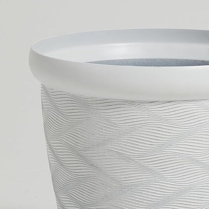 Worth Garden 2-Pack 16" Large Round Planter - Weave Pattern Lightweight Plastic Plant Pot 16" x 17.5" for Indoor Outdoor Use - Decorative Containers for Front Porch Home Yard Deck Patio - White