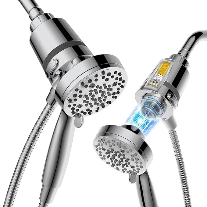 Filtered Shower Head with Handheld, Magnetic Docking System, High Pressure Handheld Shower Head with KDF Filter for Hard Water, 6 Spray Modes, Easy Installation – CP