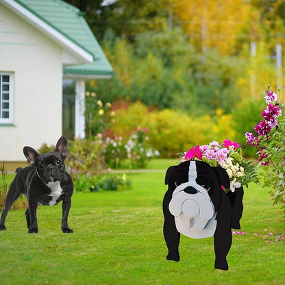 Black English Bulldog Dog Planter Plant Pots,Cute Dog Flower Planter,Gifts for Pet Lovers,Unique Animal Plant Pots,Office,Indoor Outdoor Garden Decor(9.45 * 7.48 * 10.63in)