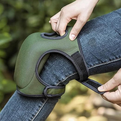 Gardening Knee Pads for Women Men Neoprene Adjustable Straps with Non-Slip Cap Comfortable Cushion for Yard Work Cleaning Flooring, Green