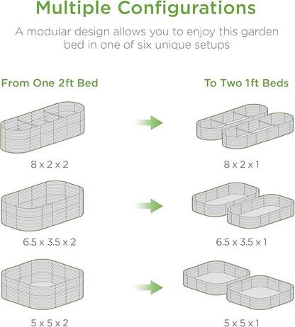 Best Choice Products 8x2x2ft Metal Raised Garden Bed, Oval Outdoor Deep Root Planter Box for Vegetables, Herbs w/ 4 Support Bars, 215 Gal Capacity - Charcoal
