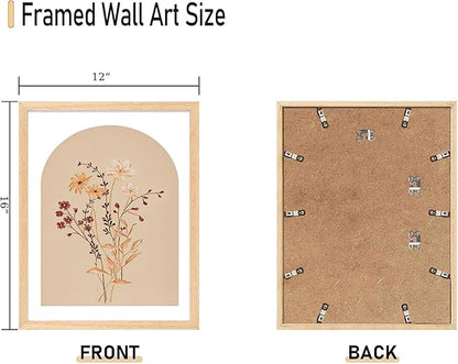 CHMMART 3 Piece Boho Wildflower Framed Wall Art Floral Botanical Canvas Art Prints Flower Pictures Wall Decor Minimalist Painting Artwork for Living Room Bedroom Bathroom 12x16in