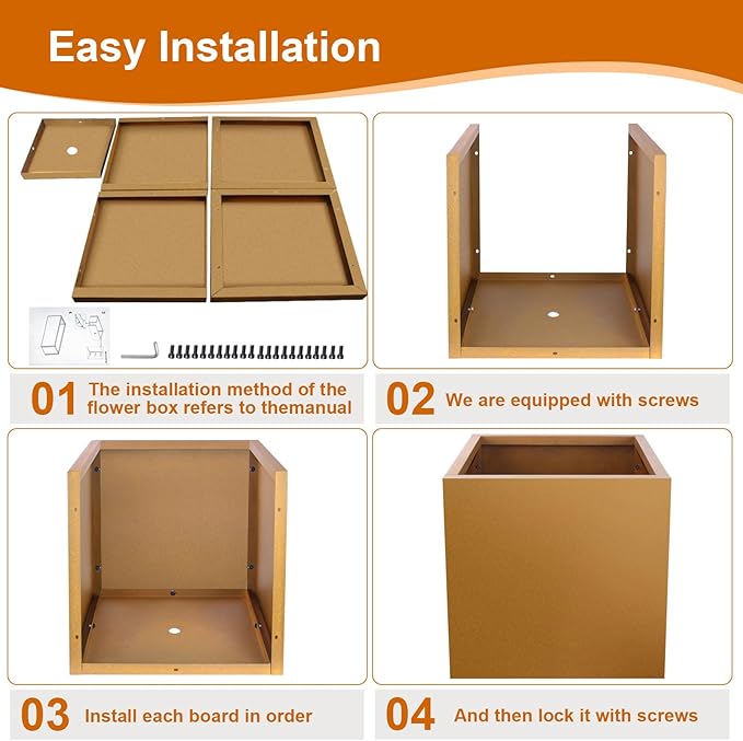 Corten Steel Planter Box 20"x20"x21", Rustic Metal Planter with Partitions & Drainage Holes, Frost Rust Resistant Heavy Duty Planter for Patio Garden Indoor Outdoor Commercial Decor
