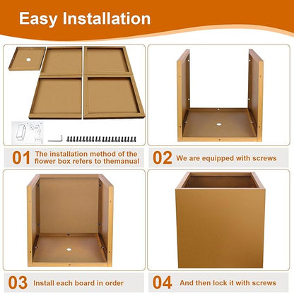 Corten Steel Planter Box 20"x20"x21", Rustic Metal Planter with Partitions & Drainage Holes, Frost Rust Resistant Heavy Duty Planter for Patio Garden Indoor Outdoor Commercial Decor