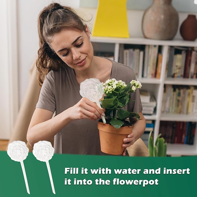 6 Pack Plant Watering Globes, Self Watering Bulbs Drip Irrigation Device for Indoor and Outdoor Plant, Vacation Plant Watering Devices (Rose Shape)