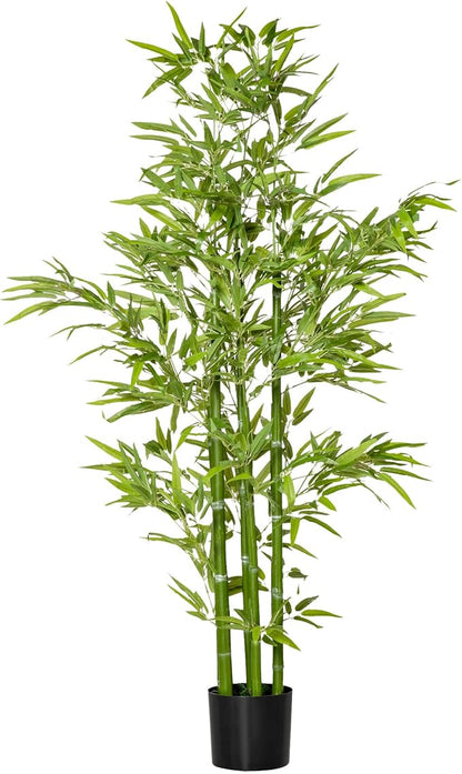 HOMCOM 5FT Artificial Bamboo Tree, Decorative Fake Plant in Nursery Pot for Indoor or Outdoor Decor, Green