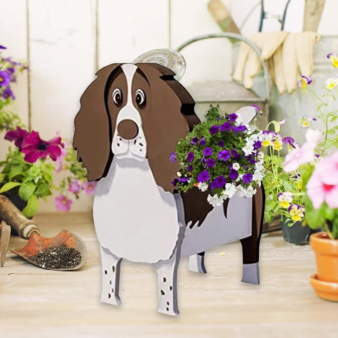 English Springer Spaniel Dog Planter Plant Pots,Cute Dog Flower Planter,Gifts for Pet Lovers,Unique Animal Plant Pots,Office,Indoor Outdoor Garden Decor
