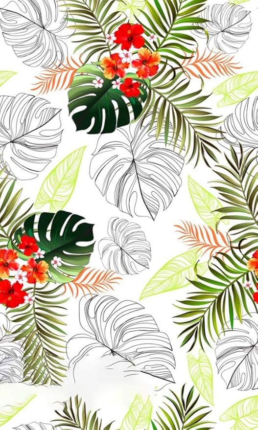 Tropical Palm Monstera Leaves Waterproof Indoor Outdoor Area Rug 5x7 Red Green Grey Floral Durable Outside Rug for Patio Deck Balcony Backyard Art Deco Home Office Kitchen Floor Carpet Mat