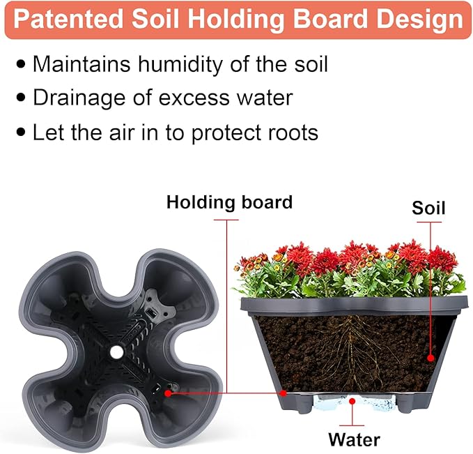 GameXcel Vertical Planter 4 Tier Stackable Planters Garden Planters Strawberry Herb Flower and Vegetable Planter Indoor Outdoor Gardening Pots with Removable Wheels and Tools