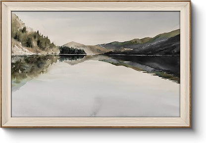 InSimSea Framed Canvas Wall Art Mountain Reflection Decor Vintage Nature Wilderness Art Decorative Rustic for Living Room, Bedroom, Office 24x36In