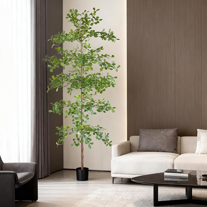 Artificial Black Olive Tree, 8FT Tall Big Leaf Faux Shady Lady Tree with Potted, Fake Olive Tree for Home Decor Indoor