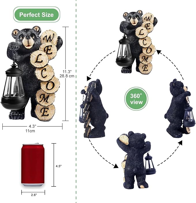 Qeeman Garden Decor Statues: Mothers Day Birthday for Mom Grandma Women Sister Wife Lady Lover - Front Patio Balcony Yard Art Lawn Ornaments Porch Outdoor Outside Decorations (Bear)