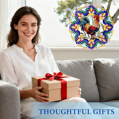 Chicken Wind Spinners Outdoor, Chicken Gifts for Women Men Mom Dad, Hanging Wind Sculptures Spinners for Christmas, 12 inch Outdoor Indoor Hanging Ornament for Garden Porch Backyard Lawn