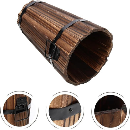 Retro Style Wooden Flowerpot Vintage Carbonized Small Planter Bucket for Garden Balcony Unique Rustic Plant Container
