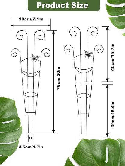 4 Pcs Metal Butterfly Plant Trellis for Potted Plants, 30" Expandable Garden Support for Climbing Plants Indoor, Houseplant Climber for Ivy Pothos Monstera Hoya Flower Outdoor (Black)
