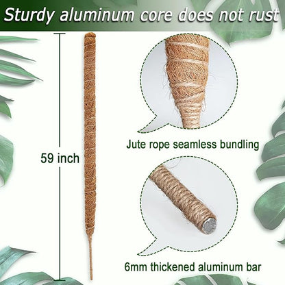 Soupiar Moss Pole for Plants Monstera, 59 Inch Tall Bendable Moss Poles for Climbing Plants Indoor, Large Handmade Plant Pole Sticks, Coco Coir Plant Support Stakes for Potted Plants, Pothos