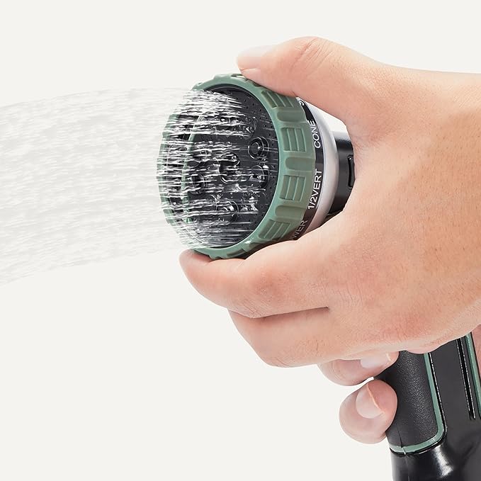 Amazon Basics 10 Spray Patterns Garden Hose Nozzle, One Size, 1-Pack, Black