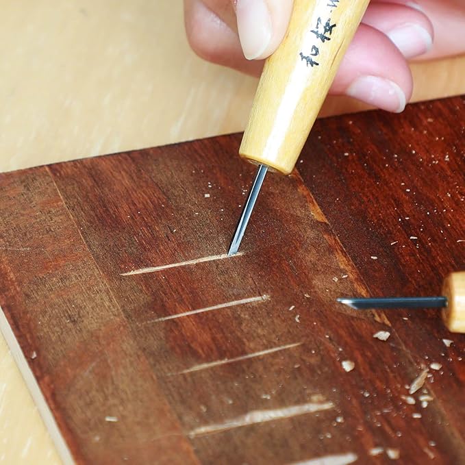 Wazakura Made in Japan Bonsai Chisel Single Bevel Skewed Hand Carving Tool 1.5 mm for Jin Shari Making, DIY Woodcarving Knife for Experts and Beginners (Single Bevel Skewed Kiwa Shape 1.5 mm)