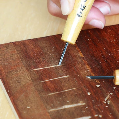 Wazakura Made in Japan Bonsai Chisel Single Bevel Skewed Hand Carving Tool 1.5 mm for Jin Shari Making, DIY Woodcarving Knife for Experts and Beginners (Single Bevel Skewed Kiwa Shape 1.5 mm)