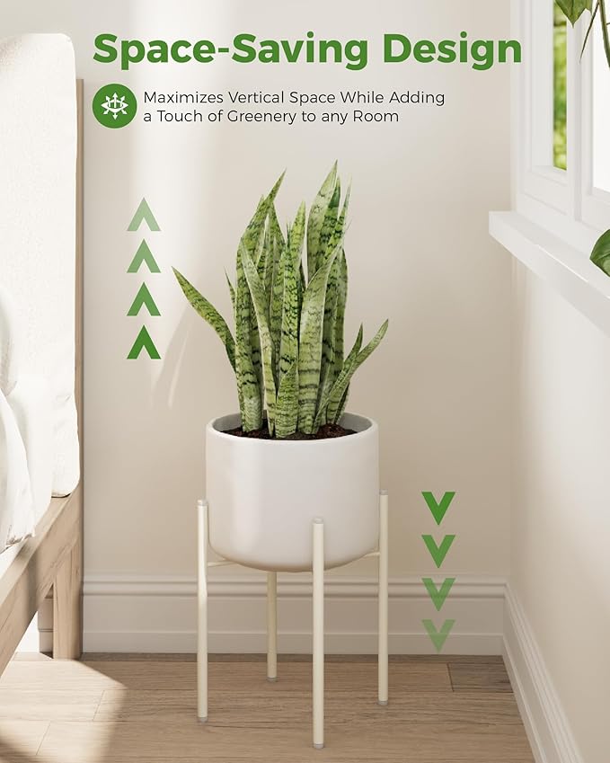 Leaf&lull Single Plant Stand Indoor Corner Plant Stand Metal Plant Holder Tall Flower stand Plant Stool Outdoor Small Plant Table Heavy-Duty Plant Riser 10 Inch Pots Mid Century Modern
