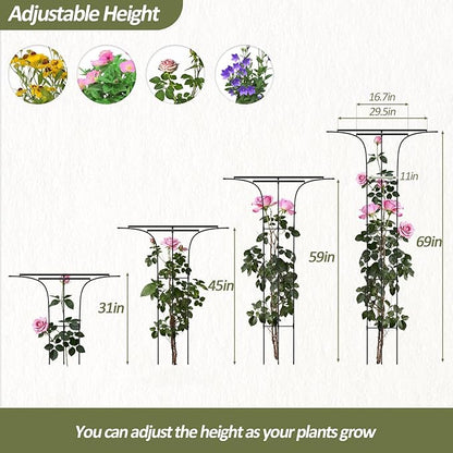 Trellis for Climbing Plants Outdoor - 69"(H), Expandable and Rust-Proof Metal Plant Support, Easy Installation, Garden Trellis for Potted Roses, Vines, Jasmine(2 Pack)