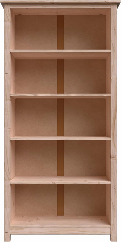 From the Tree Furniture Solid Pine Wood Bookcase – Tall Bookshelf with 4 Adjustable Shelves for Home, Office & Kids Room