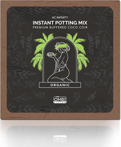 AC Infinity Instant Potting Mix, 2 lb. Premium Buffered Coco Coir Brick, Coconut Compost as Potting Soil Omri Listed, Low EC and pH Balance for Hydroponics Plant Growing and Propagation