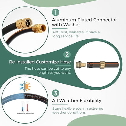 Giraffe Tools Leader Hose 5/8" x 4ft, Custom Length, No Kink, Flexible, Leakproof Water Hose, Male Female Fittings, 600 Burst PSI, 4ft, Black Orange