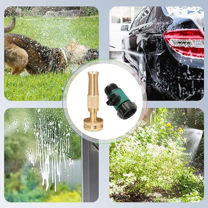 Garden Hose Sprayer Nozzle Adjustable Brass Hose Nozzle Heavy Duty Water Hose Spray Gun Nozzle with 3/4”GHT Thread On/Off Hose Shut Off Valve,for Watering Plants,Cleaning,Pets Shower 3 Pack