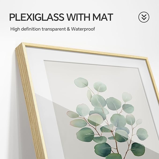 Framed Sage Green Botanical Wall Art for Bathroom, Farmhouse Plant Artwork for Bathroom Decor, 4 Piece Minimalist Vintage Leaf Picture Prints for Bedroom Kitchen Living Room Wall Decor, 8x10 Inch