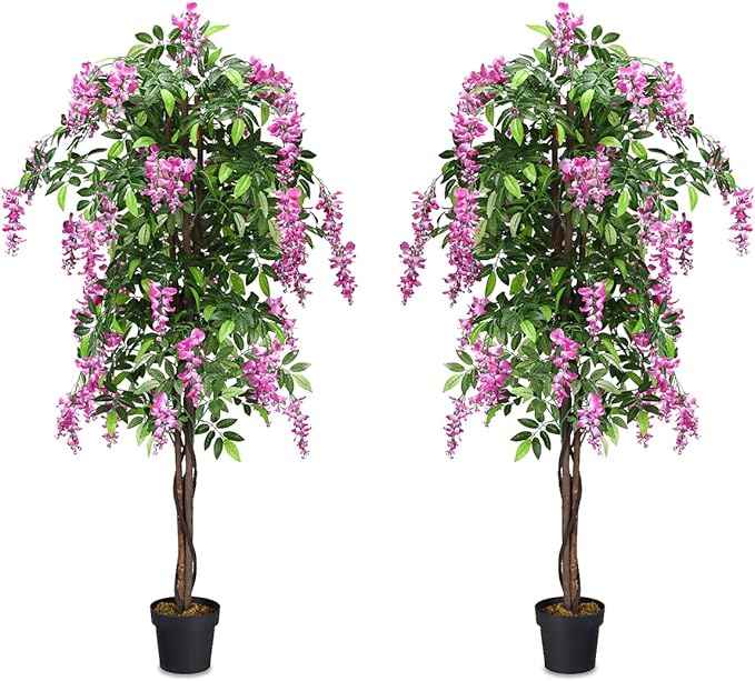 SAFEPLUS 2 Pack 6ft Ficus Artificial Fake Trees for Indoor or Outdoor