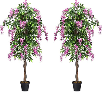 SAFEPLUS 2 Pack 6ft Ficus Artificial Fake Trees for Indoor or Outdoor