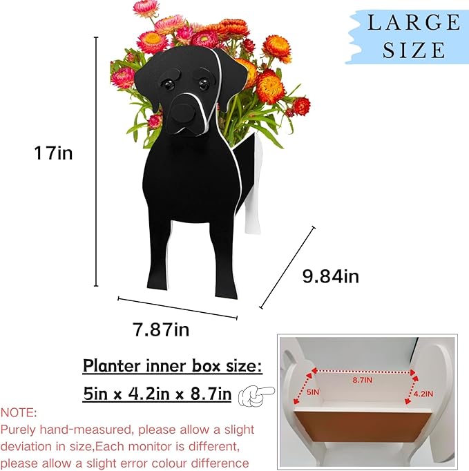 Black Labrador Dog Planter Plant Pots,Cute Large Dog Flower Planter,Gifts for Pet Lovers,Unique Animal Plant Pots,Office,Indoor Outdoor Garden Decor(9.84 * 7.87 * 17in)