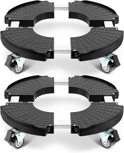 W B D WEIBIDA 2 Pack Plant Caddies with Wheels Heavy Duty 440 lbs Capacity, Rolling Plant Stand for Large Planter and Pots Indoor Outdoor, Garden Round Dolly with Lockable Casters