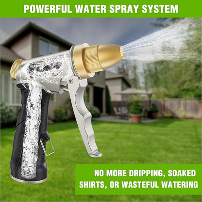 Yesker Garden Hose Nozzle Water Hose Sprayer Nozzle Adjustable 4 Spray Patterns Heavy Duty 100% Metal Brass Water Nozzles with Non-Slip Rubber Grip for Hose Outdoor Watering Plant Lawn Washing Car Pet