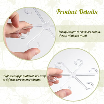 16 Pack Adjustable Indoor Plant Support Stakes, Reusable Plastic Stem Holders & Trellis for Monstera, Pothos, Vines Vertical Growth Air Circulation Stable Stem Support (Clear)