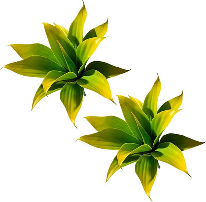 Artificial Agave Faux Agave 12.2In Fake Greenery Outdoor Artificial Plant Fake Plant for Indoor Home Decoration Plastic Plant Outdoor Decor Front Porch Decor Simulation Plants(Yellow,2Pack)