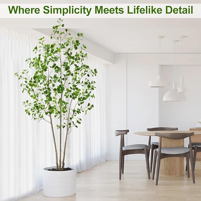 7ft Artificial Ficus Tree with Heart-Shaped Leaves - Lush & Full Branches, 84" Tall Luxurious Faux Heart-Leaf Ficus Tree, Perfect for Modern Home & Office Decor, Natural Look