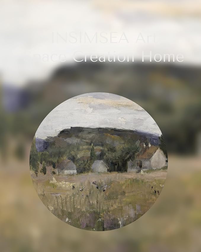 InSimSea Framed Canvas Wall Art Prints, Framed Canvas Art Wall Decor, Abstract Serene Countryside Scene Wall Prints, Mid Century Modern Decor for Living Room Bedroom Office 12x16In