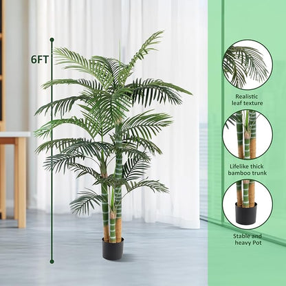 Artificial Palm Tree, Tall Tropical Palm Tree Faux Palm Plant for Indoor Outdoor Office House Living Room Home Decor