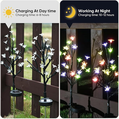 Solar Garden Lights Waterproof, Solar Lights Outdoor Decorative 4Pack,80Led Solar Powered Flowers Garden Decor,Fairy Lights Yard,Pathway,Outside Decorations,Gardening Gifts for Women Mom