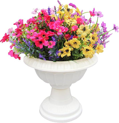 12 Outdoor Artificial Flower Pieces, Bulk Fake Plastic Plants for Porch, Window, Home & Wedding Decoration in Fall and Summer, Ideal for Hanging Planters (Spring Grass Flower).