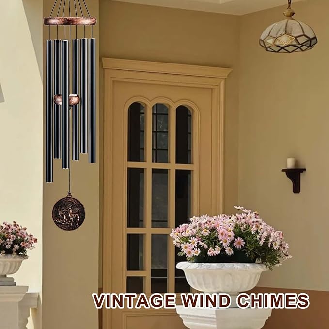 Wind Chimes for Outside, Vintage Deer Deep Tone Wind Chime Outdoor Clearance, Patio Porch Balcony Decoration, Garden Hanging Decor for Women Mom Grandma (32" Deer)